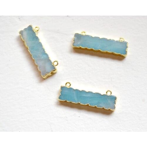 Amazonite rectangle shape connector pendant charm for jewelry