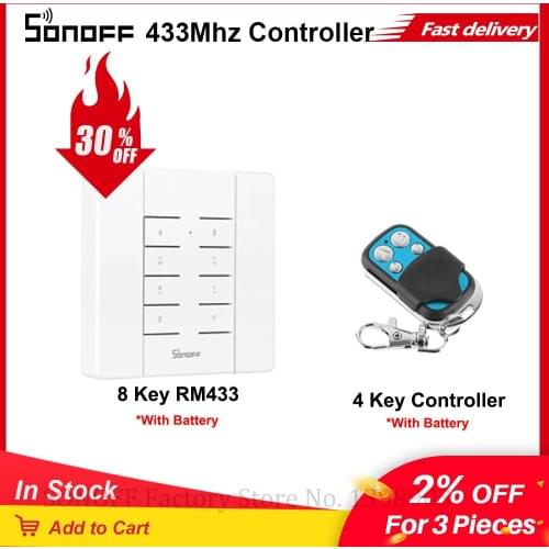 Itead SONOFF RF Controller RM433 8 Keys Remote Control Switch Works with SONOFF D1/RF/ Slampher/TX/ RF Bridge/ iFan03 Smart Home
