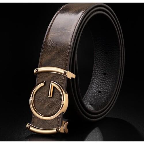 Coffee Fashion G letter Automatic Toothless buckle luxury brand Waist Strap genuine leather designer Business Mens cowboy belt