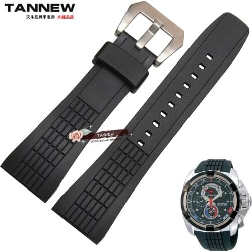 Watch Band For Seiko SRH 006 013 SPC007 watchband waterproof rubber 26mm black silicone with stainless steel buckle strap