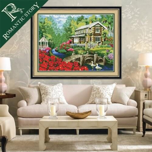 Romantic Story Summer Forest Villa Scenery Home Decoration Cross Stitch Handmade Needlework DMC Cross-Stitch For Embroidery Kits