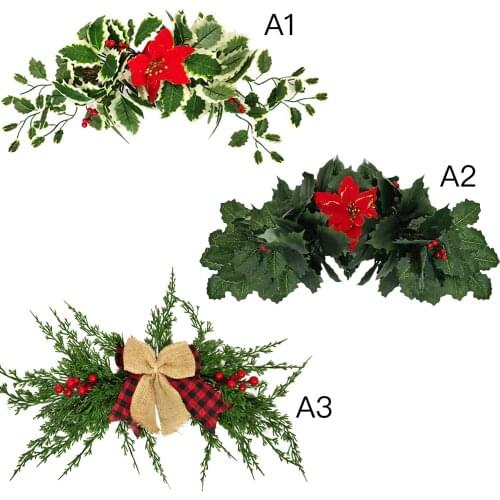 Red flower Willow Leaves Artificial Flower Wreath Door Lintel Christmas Garland Fireplace Wall Hanging Wedding Home Decor