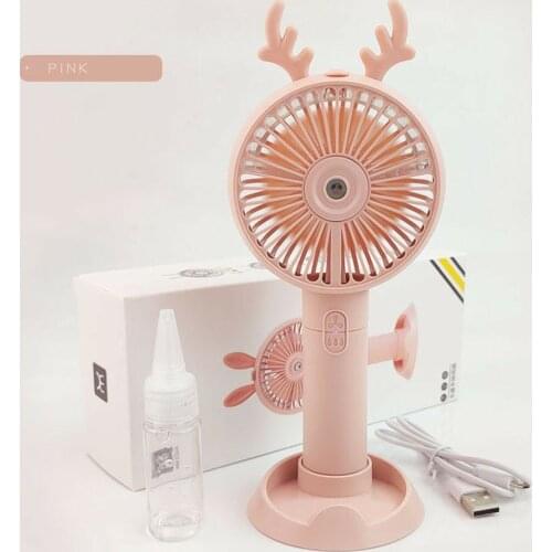Fawn Spray Powder Handheld Fan 3 Wind Speed Summer Water Spray Cooling Mini Usb Charging Portable Small Fan Colored Foldable