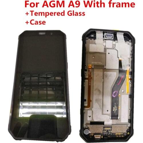 TPU Silicone Case+tempered Glass For AGM A9 5.99'' LCD Display Digitzer Assembly With Frame +Touch Screen Repair Glass