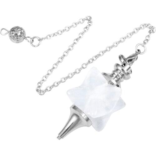 SUNYIK 1Lot (5Pc) Rock Quartz Crystal Merkaba Star Pendulum for Dowsing Divination Healing Chakra Reiki