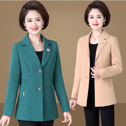 Middle-aged Women 2020 Spring Notched Single Breasted Blazers Female Short Casual Suit Coat Ladies Solid Color Blazer Z57