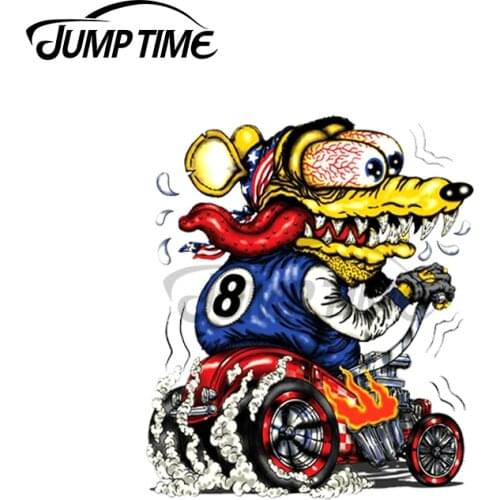 Jump Time 13 x 8cm For Rat Fink Racer Vinyl Car Stickers Cartoon Decal 3D Custom Printing Laptop Suitable for VAN RV Decoration