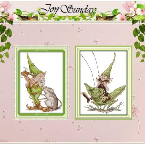Green Elf and Big Mouse counted Cross Stitch 11CT 14CT Cross Stitch Set Wholesale DIY Cross-stitch Kit Embroidery Needlework