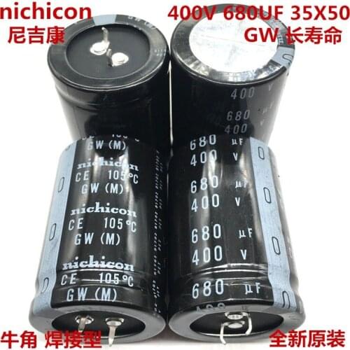 2PCS/10PCS 680uf 400v Nichicon GW 35x50mm 400V680uF Snap-in PSU Capacitor