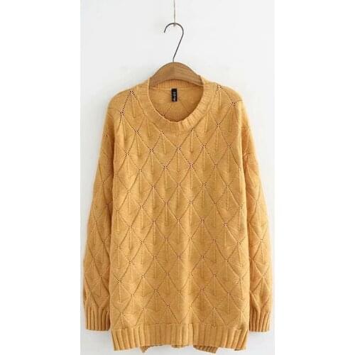 Plus Size Womens Sweaters Long Sleeve Floral Knitted Pullover Casual Tops