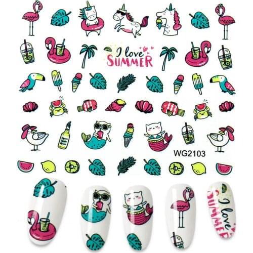 1PC Nail Water Sticker DIY Colorful Diamond Image Nail Art Paper Decoration Manicure Tattoos Creative Designs