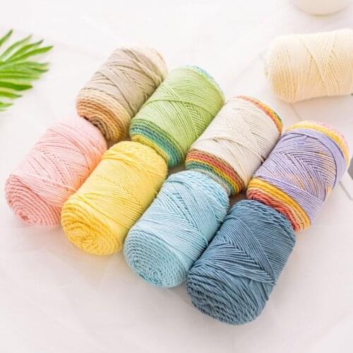 100g/ball Rainbow Cotton Yarn Segment dyeing 5 strands of Milk Cotton Yarn DIY Hand knitted Sofa cushion Pillow Yarn 193m