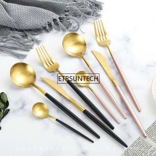 100set/lot Sliver Gold Dinnerware Stainless Steel Flatware Fork Spoons Knife for Everyday Use or Travel Factory wholesale