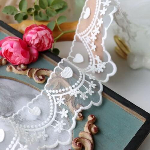19yards/Lot 5.2cm White Mesh Milk fiber Embroidery Lace Item Needlework Sewing Accessories Handmade Clothing DIY Garment 228