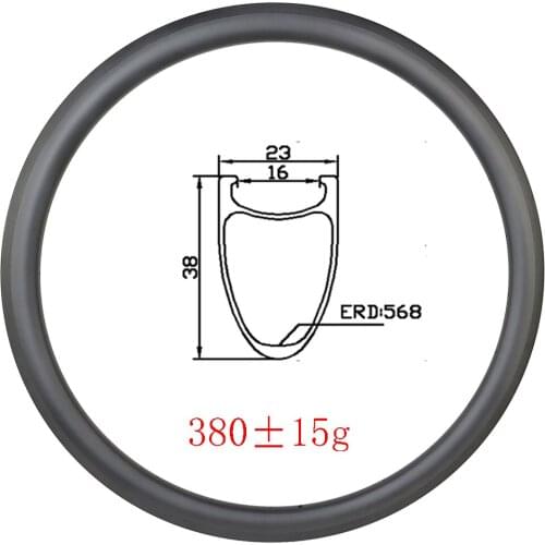 380g 700C 38x23mm carbon rim Clincher 38C V-brake basalt track 23mm wide UD 3K 12k matte glossy XC gravel racing road bike wheel