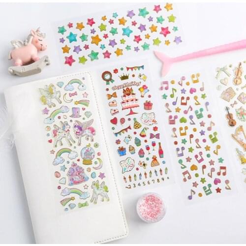 50pcs/lot Tansparent Pvc Hot stamping Sticker Decoration For scrapbooking DIY Diary Phone Car Case Waterproof Kids Toy Stickers