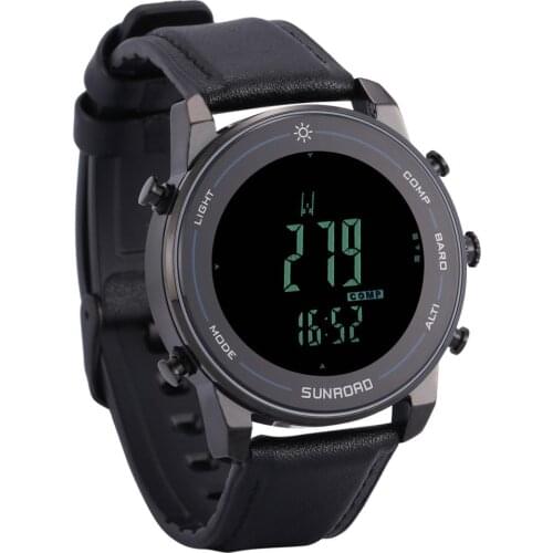 SUNROAD New Fishing Digital Altimter Mens Watches with Reloj ABC Index &Analysis 10ATM Waterproof World Time Wristwatch