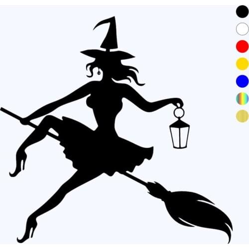CK2116# Witch on a broomstick funny car sticker vinyl decal white/black car auto stickers for car bumper window