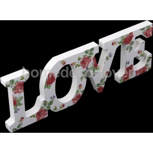 Wooden Love Letters Red Roses Pattern Wall Hanging Home Decor Wedding Favors