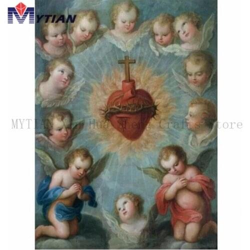 Children Praying With Heart Diamond Painting Religion Icon Diamond Embroidery MYTIAN Full Drill Cross Stitch Wall Sticker Decor