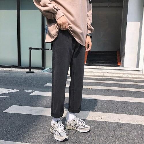 Mens Vintage Jeans 2021 Men Oversized Wide Leg Korean Style Denim Pants Fashion Japanese Streetwear Black Baggy Jeans For Men