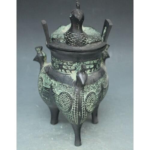 Exquisite Interesting Chinese Bronze Three Peacocks Statues Incense Burner