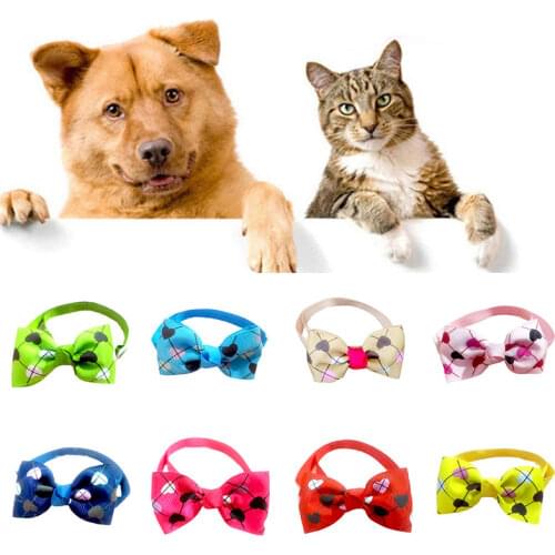 Heart Printing Pet Dogs Bow Ties Puppy Mix Color Bow Ties Pets Cat Lovely Collars Dog Collar Pets Accessory Dog Grooming Product