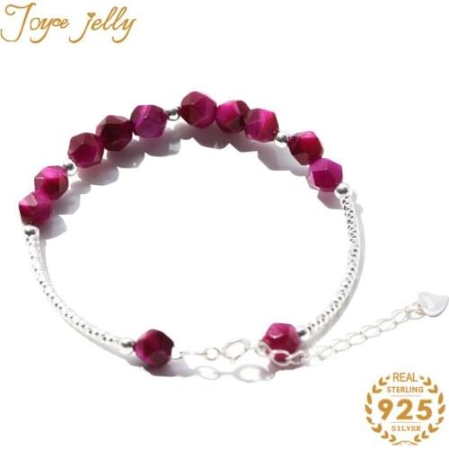 JoyceJelly Trendy Women Jewelry for Wedding Rose Red Tiger Eye Stone Women Bracelet 925 Sterling Silver Fashion Gifts wholesale