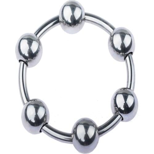 6 Sizes Male Removable Stainless Steel Beads Penis Ring Cock Ring Masturbation Delayed Ejaculation Sex Supplies