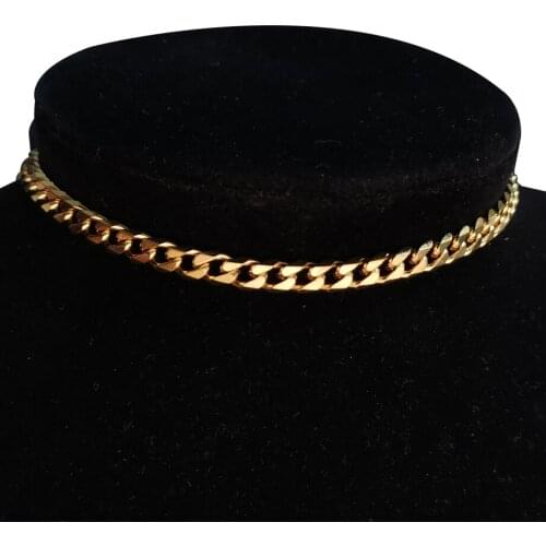 Punk Miami Cuban Link Chain Short Choker Necklaces Collar Statemen Gold Color Stainless Steel Neck Necklace for Women Jewelry