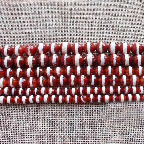 Wholesale 6-10mm Faceted White Stripe Red Fire agates Round Beads14.5"For DIYJewelry making! Mixed wholesale for all items