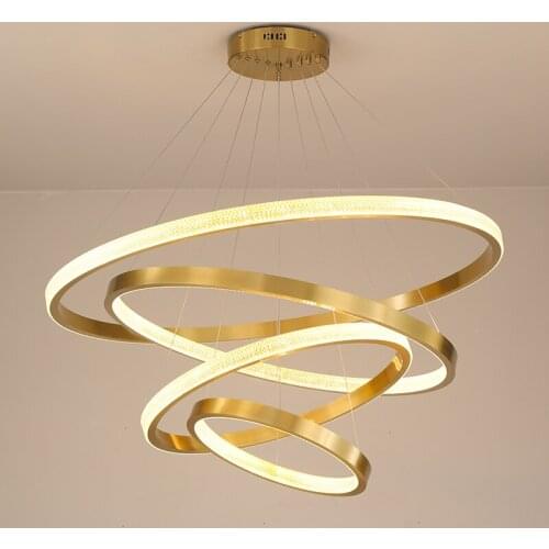 Lustre modern ring chandelier gold living room hotel lobby simple creative light luxury personality lamps