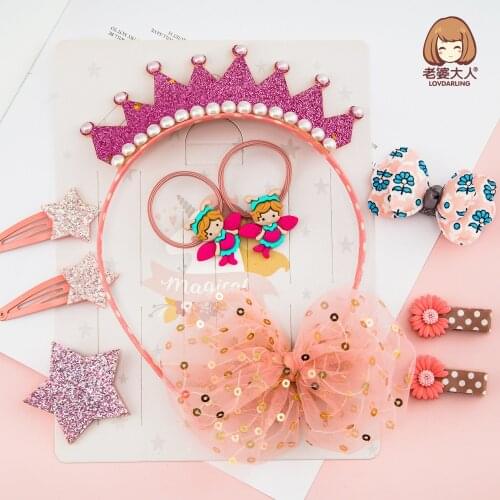 Cute Little Princess Hair Accessories Crown Birthday Gift for Little Girl Headband Set Headband Hair Accessory Combination