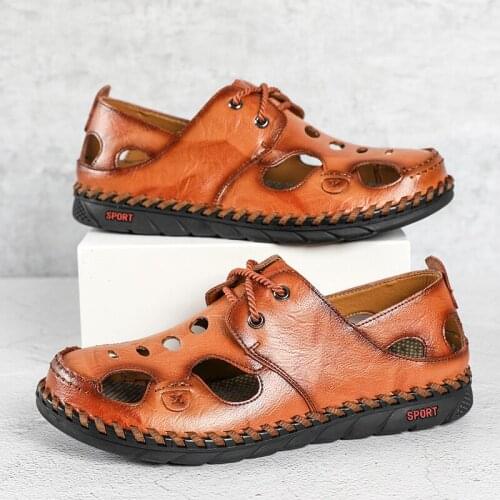 ZEEKSON 2021 Summer Personalized Fashion Mens Shoes Hand-stitched Casual Sandals Business Dual-use Sandals Large Size 38-46