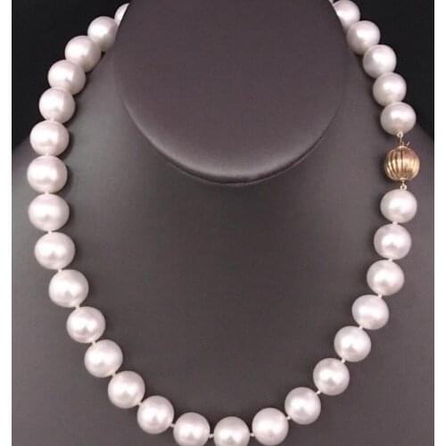 Fashion jewelry Free Shipping gorgeous 10-11mm south sea round white pearl necklace 18inch 925s