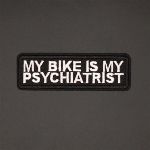 My BIKE...Size: 10x3cm DIY Embroideed Patch Stripe for Clothes On Sticker Black White Written Letter Iron On Badge Appliques