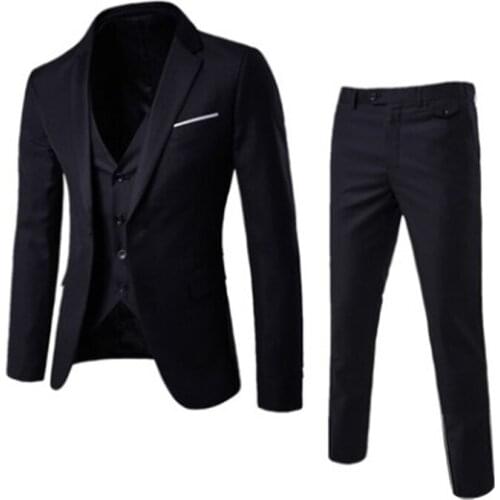 2Pcs/Set Male Suits Blazer Slim Business Formal Dress Solid Waistcoat Groom Man Suit Exquisite Weeding Office Set Thin Blazer