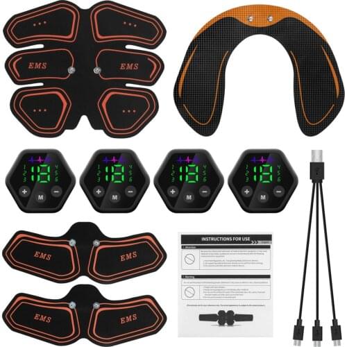 Muscle Stimulator EMS Abdominal Hip Trainer LCD Display Toner USB Abs Fitness Training Home Gym Weight Loss Body Slimming