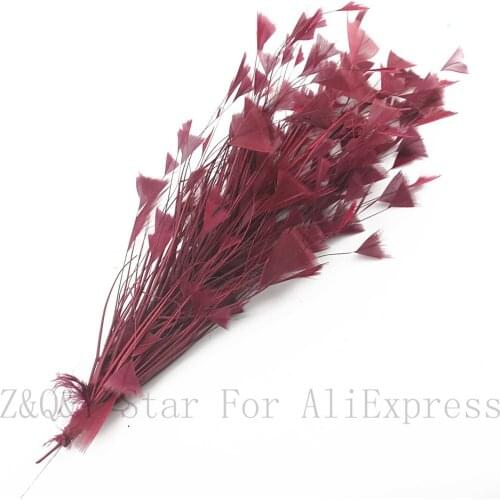 Natural turkey tear flat wool dyed wine red made into 30-35CM wire flower DIY craft performance costume feather