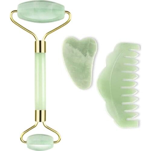N atural Face Massager For Guasha Scraper Jade Roller Massage Face Gua sha Scraper Jade Roller Microniddle Roller Face Massager