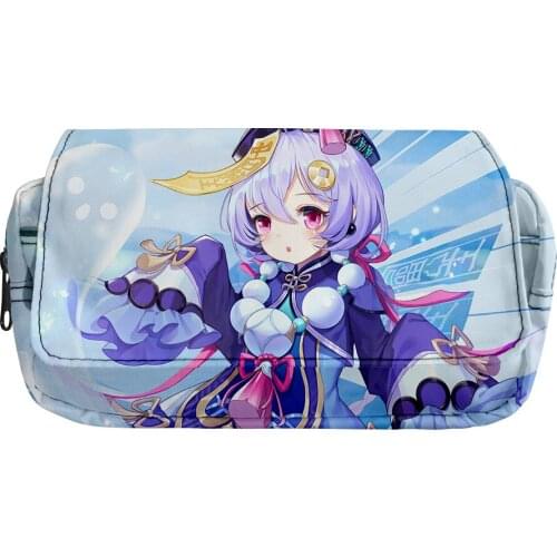 2021 New Genshin Impact QiQi 3D Print Women Simple Double layer Storage Bag Lady Bag Cosmetic Bag Child Stationery Pencil Bag