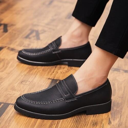 New Luxury Fashion Groom Lychee Grain Leather Wedding Shoes Men Casual Loafers Business Formal Dress Footwear Zapatos Hombre