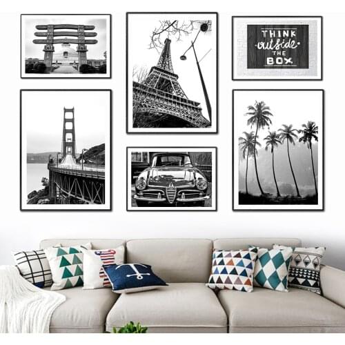 Paris Tower Coconut Tree Vintage Camera Wall Art Canvas Painting Nordic Posters And Prints Wall Pictures For Living Room Decor