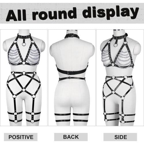 Harness Fashion Leather Garters For Women Sexy Punk Goth Waist Body Belts Thigh Bands Suspenders Metal Chain Accessories