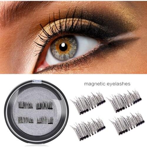 1 Pair False Eyelashes 3D Magnetic Natural 3 Magnet False Eyelashes Extension Top Quality Fake Eye Lashes 4pcs/pair