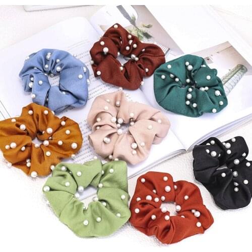 Fashion Chic Cloth Pearl Hair Scrunchie Girls Hair Accessories gumki do wlosow haar accessoires hairband hair scrunchies