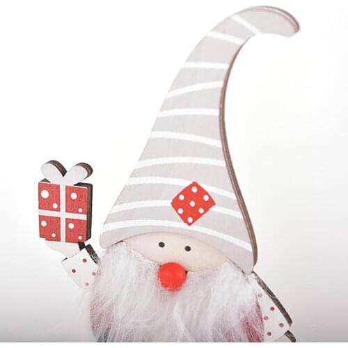 Christmas Decor Assembled Wooden Painted Colored Santa Claus Ornaments Gnome