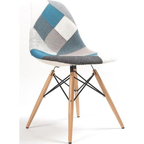 Nordic style Baijia cloth soft bag iron leg dining chair leisure chair modern simple back chair make up coffee shop solid wood l