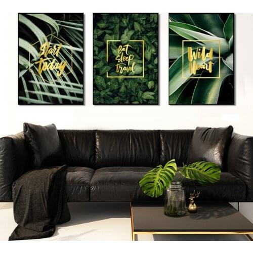 Nordic Modern Green Plant Poster Green Leaf prints Wall Art Canvas posters Artwork decor Painting Living Room Pictures Unframed