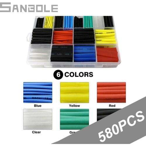 580pcs Boxed Heat Shrink Tube Cable Sleeve Environmental Protection Bushing Colorful Combine Shrinkable